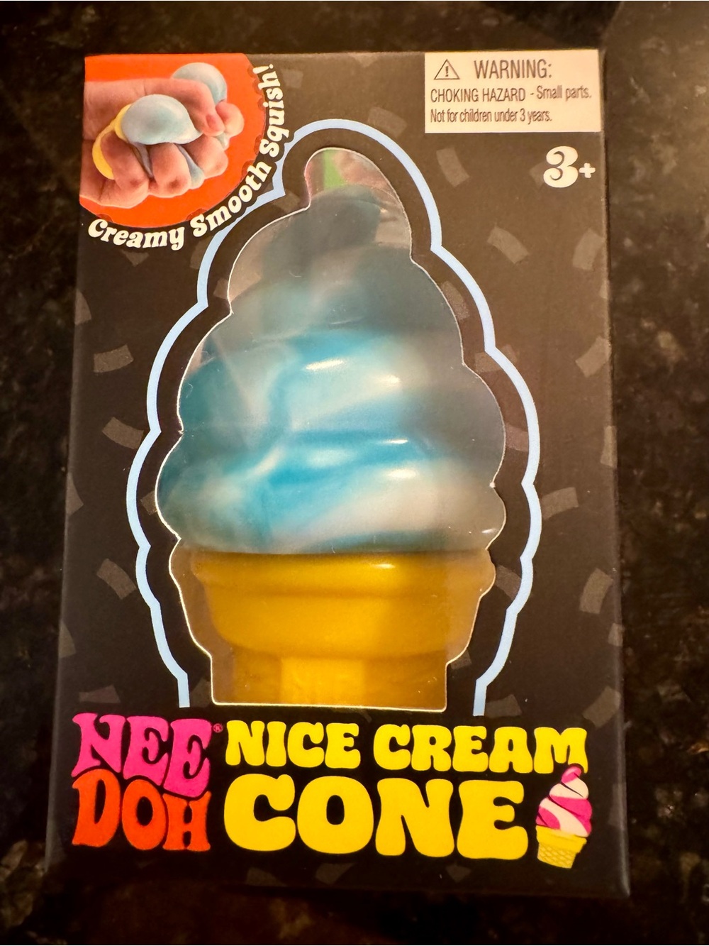 NeeDoh Nice Cream Cone Squishy Toy - Blue & White Swirl - Picture 6 of 7